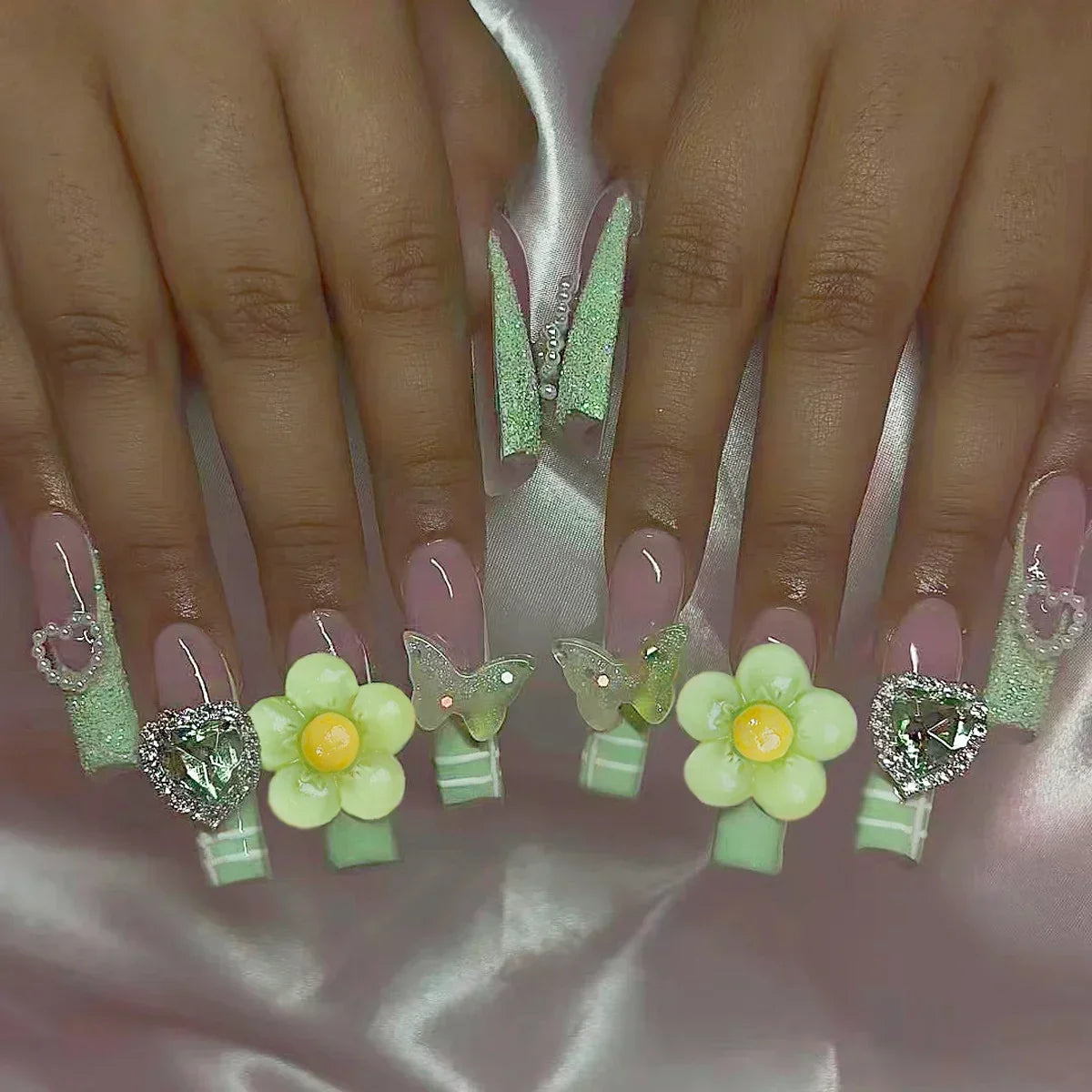 Strawberry & Bear Themed Fake Nails