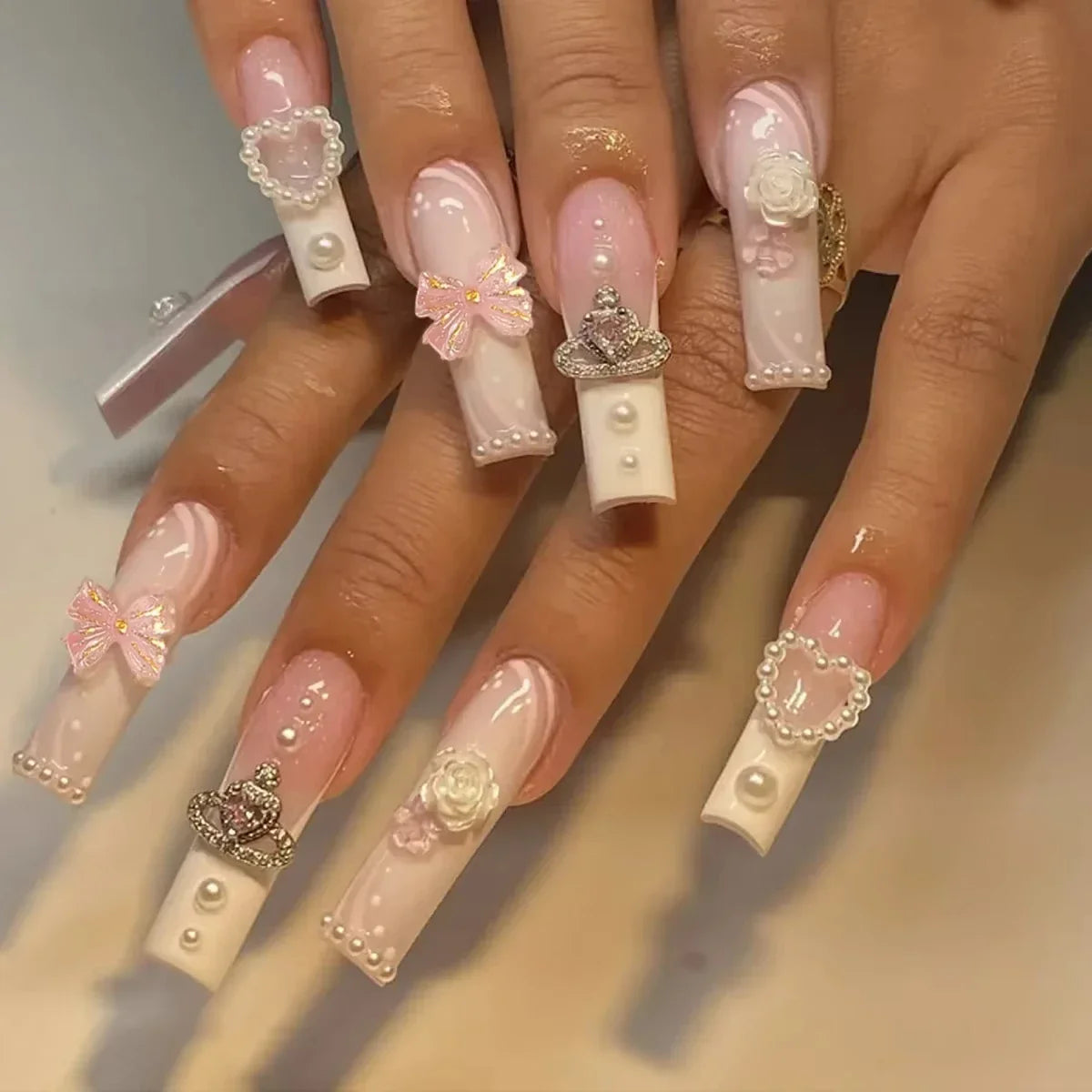 Strawberry & Bear Themed Fake Nails