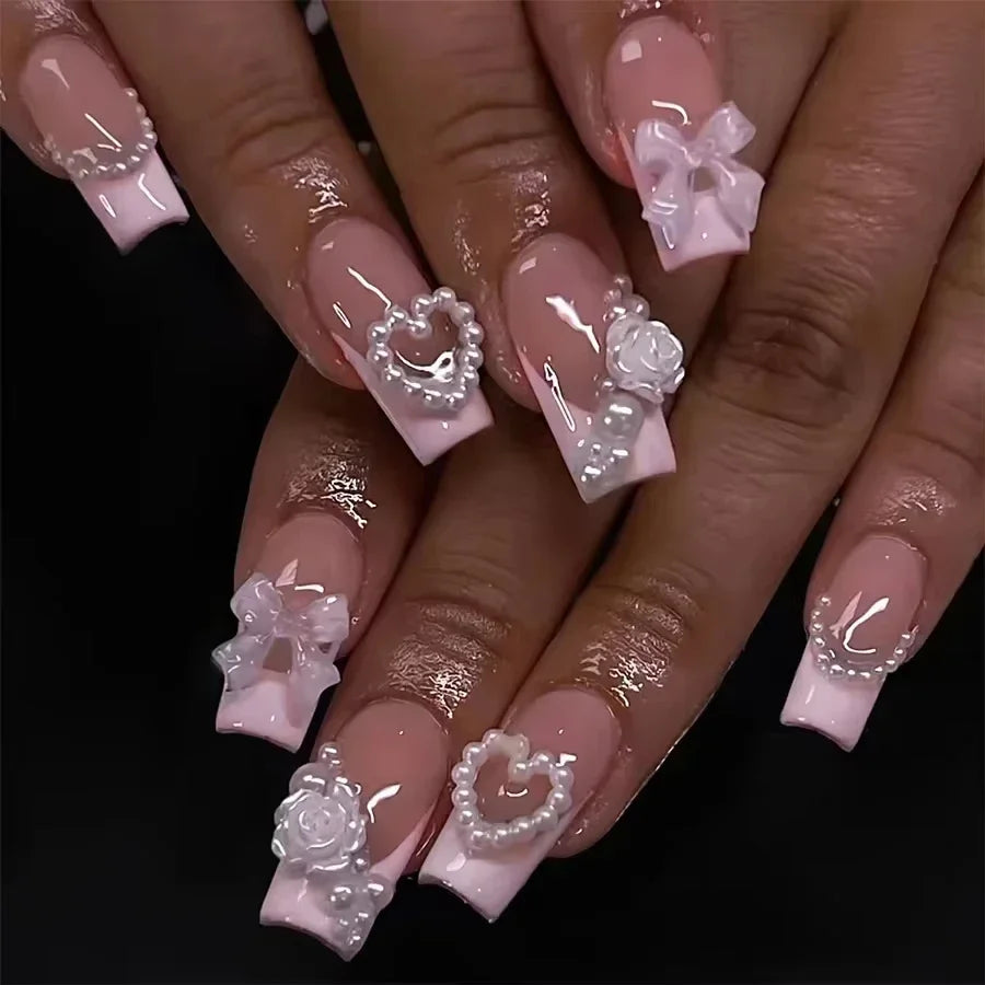 Strawberry & Bear Themed Fake Nails
