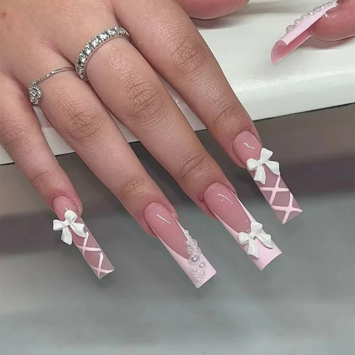 Strawberry & Bear Themed Fake Nails