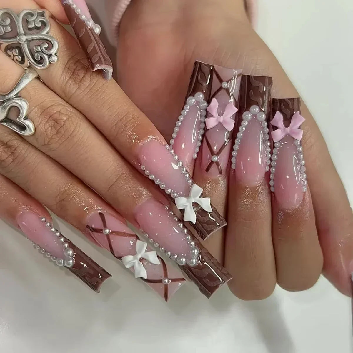 Strawberry & Bear Themed Fake Nails