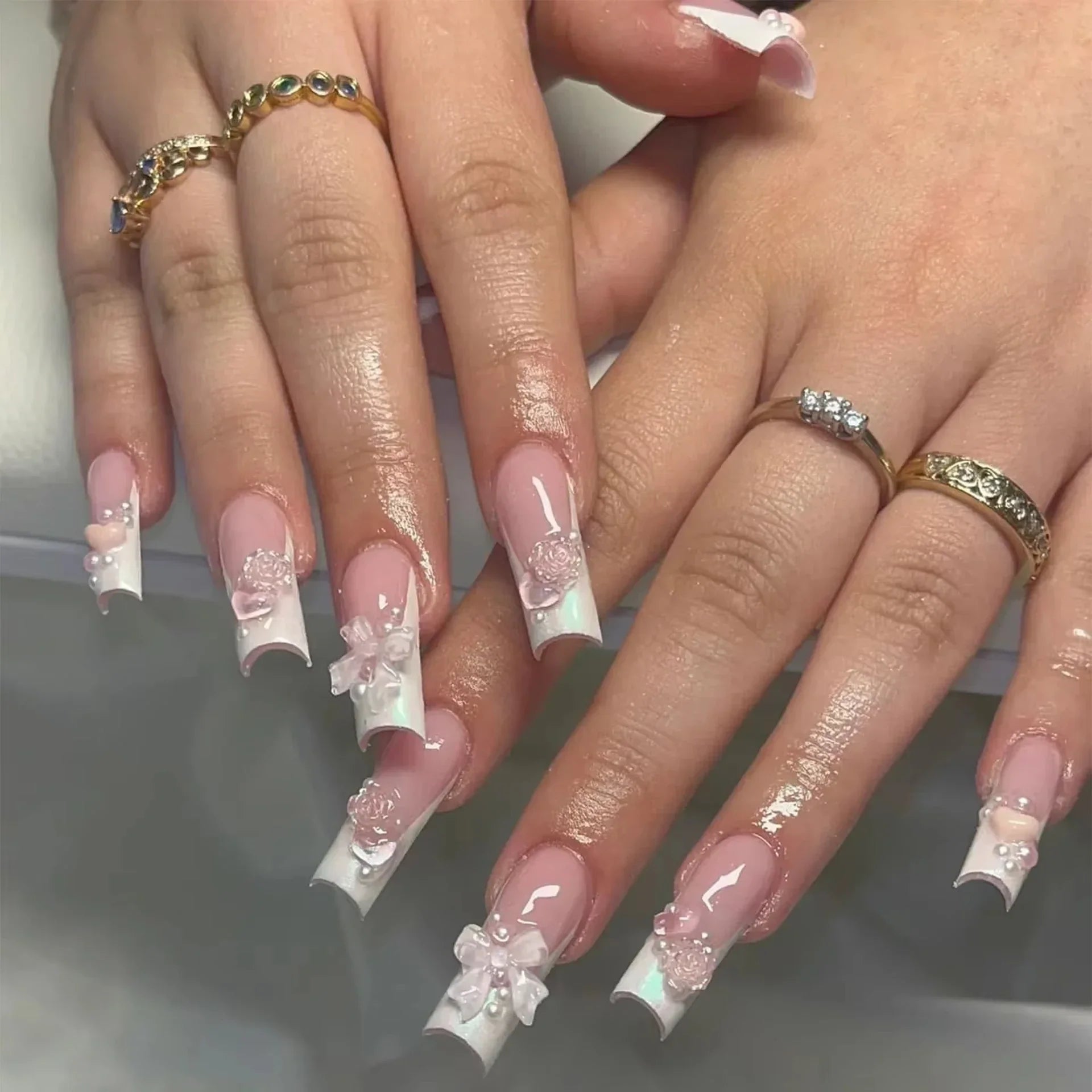 Strawberry & Bear Themed Fake Nails
