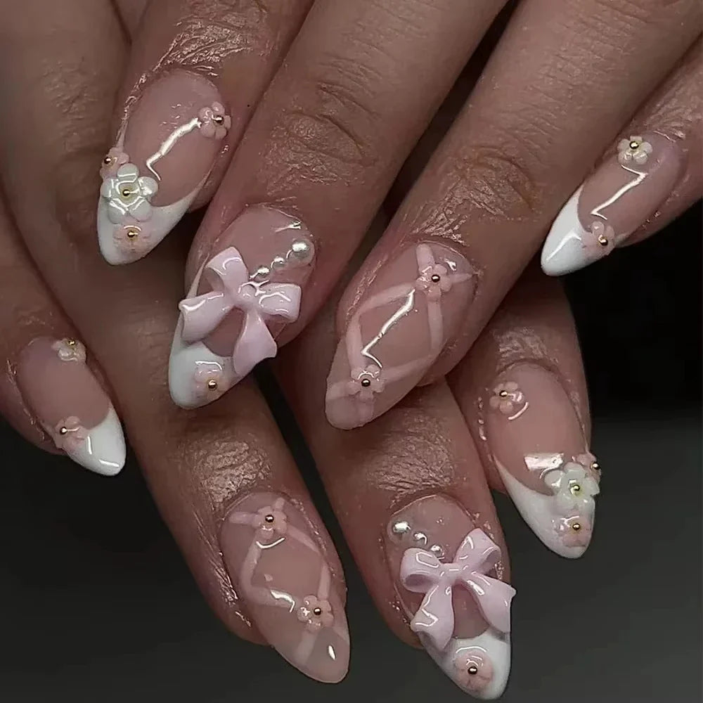 Strawberry & Bear Themed Fake Nails