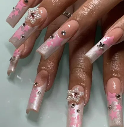 Strawberry & Bear Themed Fake Nails
